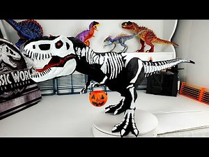 CUSTOM MATTEL GLOW IN THE DARK COLOSSAL T-REX HALLOWEEN SPECIAL | JURASSIC WORLD TOY DINOSAUR TREX