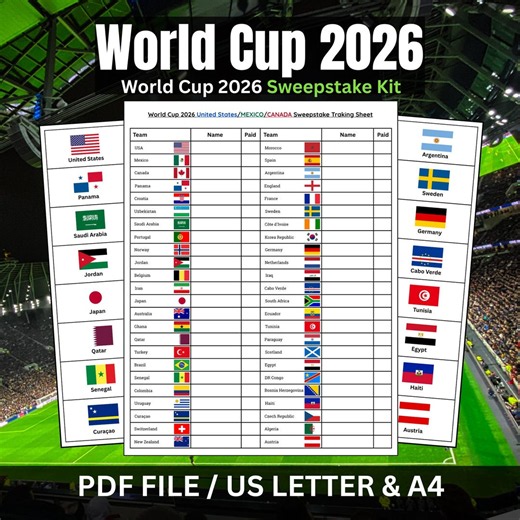 World Cup 2026 Sweepstake Kit | Printable Soccer Office Pool Game | A4 & US Letter PDF Instant Download - Etsy UK