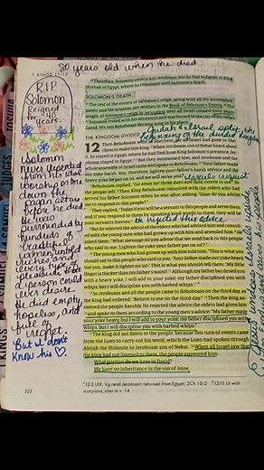 ✝️ 1 Kings 12-15 ✝️ ✝️1 Kings 12 ✝️ Judah and Israel split. This was the beginning of the divided kingdom. Rehoboam was King during this time. Israel had asked him if he would lighten their work load that his father set on him. He told them to come back in 3 days and he'd have their answer. He rejected the advice of the elders and followed his friends advice instead. On the 3rd day, he told the Israelites that he would add to his father's work and discipline them with barbed whips. So the Israel