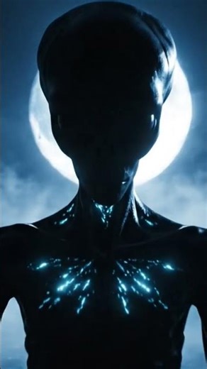Mysterious alien standing under moonlight, suspense opening #alien
