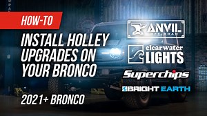 Explore our comprehensive line of Holley parts for you new Bronco, including the ANVILoffroad Spare Tire Kit, LED lighting options, leveling kit, skid plates, tuners, and more. In this video we walk you through how to install the spare tire kit, relocate the third brake light, add skid plates, and enhance your Bronco's lighting capabilities. Discover the benefits of Holley's aftermarket upgrades for both on and off-road adventures. Upgrade your Bronco with Holley and take your vehicle to the nex
