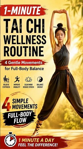1-Minute Tai Chi Wellness Routine ☯ 4 Gentle Movements for Full-Body Balance #fitness #DailyWellness