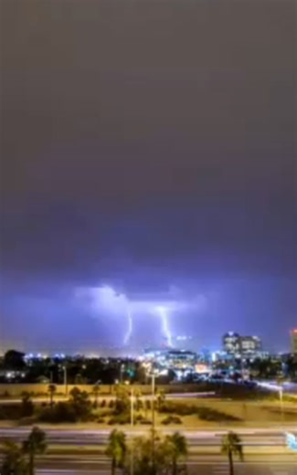 Downtown Phoenix dust storm and lightning time-lapse over city skyline