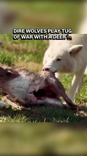 Dire Wolves Play Tug of War with a Deer