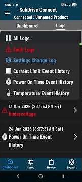 Sub Drive Connect Fault Reports