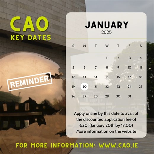 2.3K views · 16 reactions | A friendly reminder for Leaving Cert students about key CAO application and amendment deadline dates in January and February. For more information, visit www.cao.ie #CAO #LeavingCert #CAO2025 #College #TrinityCollegeDublin | Trinity College Dublin | Facebook
