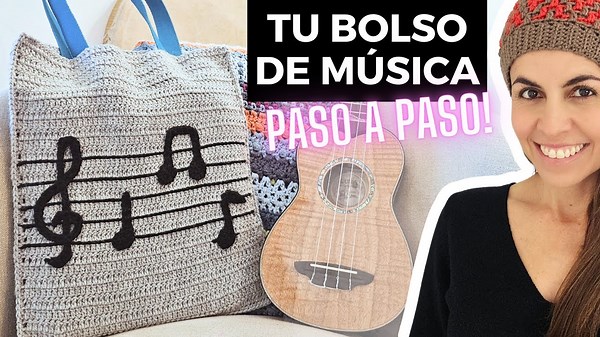 KNIT YOUR MUSIC BAG STEP BY STEP! Learn how to crochet musical notes | Ahuyama Crochet