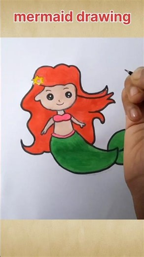 mermaid drawing with colour #mermaid #drawing #ytshort
