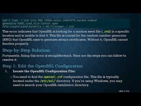 Resolving the Can't load /root/.rnd into RNG Error When Generating Server Certificates with OpenSSL