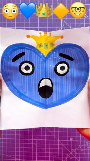 💙 Shocked Blue Heart Emoji 😱👑 | Fun Emoji Drawing #Shorts