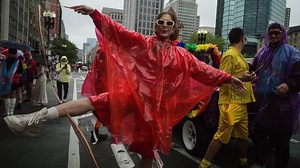 The Boston Pride for the People Parade marches through the rain