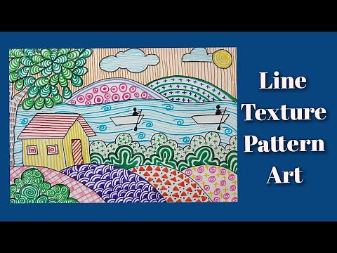 scenery using line pattern drawing // Texture drawing scenery // Line landscape drawing.