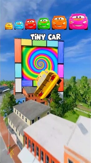 🌟Tiny Car Jump Bridge Portal… and Turns ULTRA HUGE! 🌟#shorts #beamngdrive