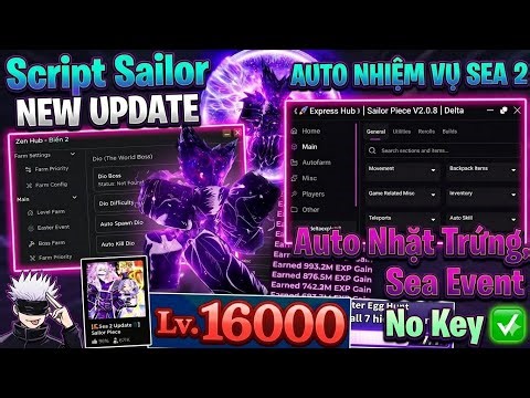 Cách Hack Sailor Piece 2 Script Auto Sea Event,Trứng Phục Sinh,Boss Dio,Garou,Full Chức Năng Xịn !