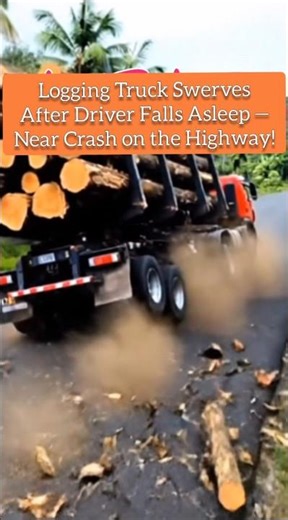 Logging Truck Swerves After Driver Falls Asleep — Near Crash on the Highway‼️