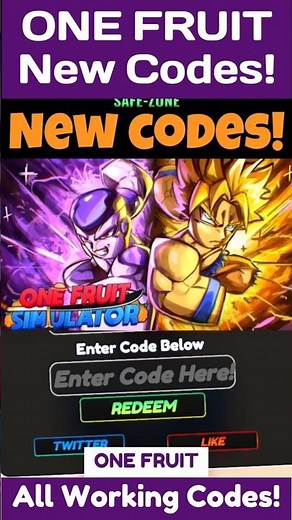 New ONE FRUIT Codes - New Codes For ONE FRUIT SIMULATOR Roblox DRAGON BALL