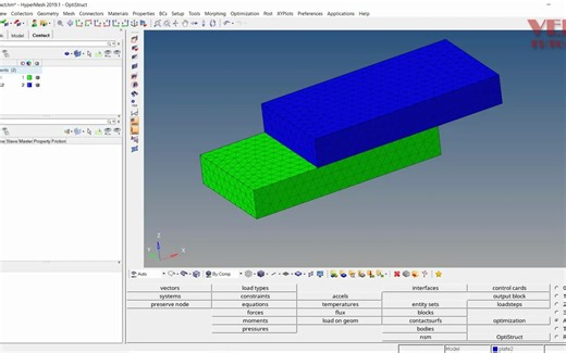Hypermesh - Create Contacts between Bodies - Auto contact method