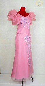 FILIPINIANA DRESS "misty" Handpainted Mestiza Gown Philippine National Costume Maria Clara Baro at Saya Barong Tagalog - Pink - Etsy