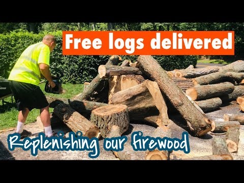 Replenishing our firewood| Free logs delivered| Life with Tin and Ed