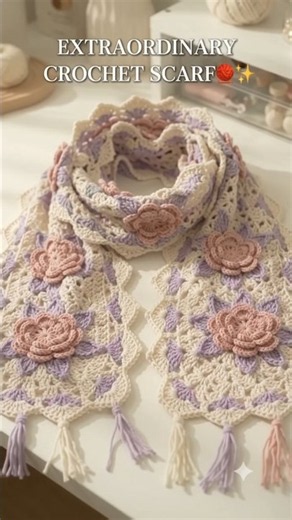 Beautiful Crochet Scarf Making | Easy & Elegant Handmade Scarf 🧶 #shorts #scarf #crochet