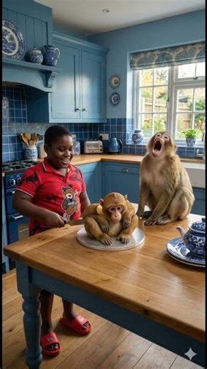 The baby monkey was so scared 😂 Marvelous birthday cake #realorcake monkey funny video #cute #fyp