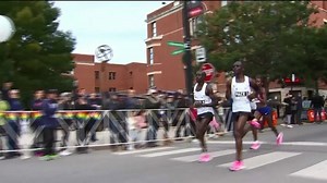 All eyes on Brigid Kosgei as she continues to run a world record pace! Watch Chicago Marathon coverage LIVE: http://nbcchi.com/83Buxzk | NBC Chicago