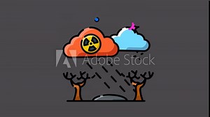 Radioactive Cloud and Acid Rain Animation in 4K, Featuring Environmental Hazard Motion Graphics, Barren Trees, and Toxic Fallout Visuals, Perfect for Climate Change Awareness Stock Video