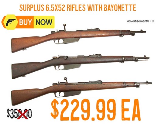 Surplus Carcano M91/24 TS 6.5×52 Rifle with Bayonette $229.99 Get One While Supplies Last!