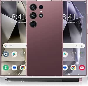 C25 Ultra 5G Unlocked Smartphone,8GB+256GB Fully Unlocked Cell Phone with Android 14,Dual SIM, 6.8" HD Screen,6800mAh Battery, 48MP+108MP Dual Camera and Built-in Stylus (Rose Gold)