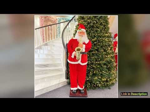 70 Inch Christmas Life Size Animated Rock Singing and Dancing Santa Claus Collapsible Decoration