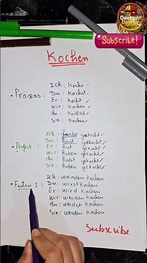 Deutsch lernen A1: Verb „kochen“ im Präsens, Perfekt und Futur einfach erklärt
