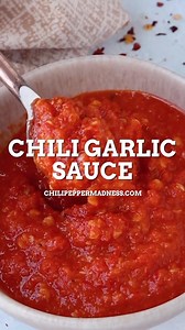 This homemade chili garlic sauce recipe is much like Huy Fong chili garlic sauce, but freshly made, no preservatives, super easy to make and so versatile. 👌 On the Blog. Hashtag #chilipeppermadness if you make this recipe: https://www.chilipeppermadness.com/chili-pepper-recipes/sauces/homemade-chili-garlic-sauce/ | Chili Pepper Madness - Big Flavor Recipes