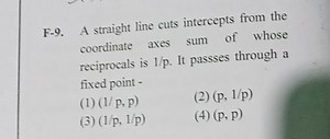 F-9. A straight line cuts intercepts from the coordinate axes s... | Filo