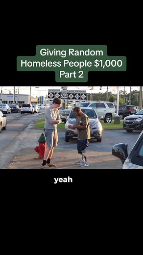 Giving Random Homeless People $1,000 (Part 2). All Credit to Mr. Beast on YouTube! #mrbeast #mrbeastclips #mrbeastyoutube #subtomrbeast
