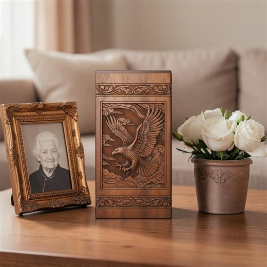 Carved Eagle Wooden Urn Box – Memorial Tribute Design - Etsy