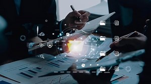 Download Document management concept. Virtual screen icons Document Management System DMS Online document database, software for efficient archiving, searching and management of company files and data. for free