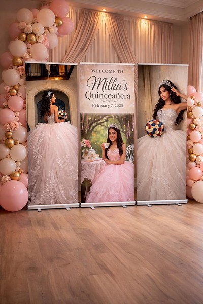 Quinceañera Banner Display 3 INCLUDED | Custom Retractable Backdrop | Personalize Quince Welcome Sign | Sweet 15 Party Photo Decoration - Etsy