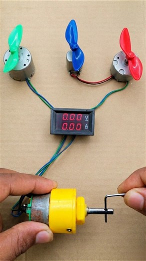 Powering 3 DC Fan Motor and A Voltmeter With MatelGear Motor Generator _ DC Motor #dcmotor #shorts