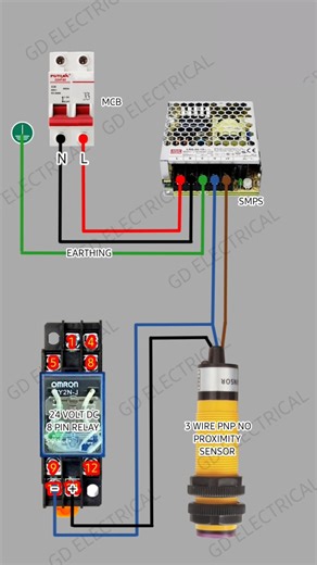 how to use a 3 wire proximity sensor to hold a relay #proximitysensor #sensor #relaywiring #relay