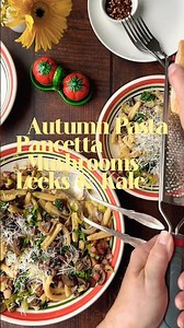 Pancetta Mushroom Leek & Kale Pasta | Dinner in 30 Minutes #easyrecipes #weeknightdinners