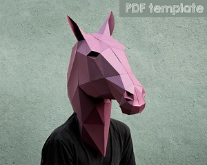 Printable Horse Mask: Low Poly Papercraft Halloween Costume (PDF Pattern) - Etsy