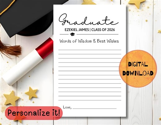 Graduation Advice and Well Wishes Card | Graduate Memory Cards | Personalized Graduate Keepsake Messages - Etsy