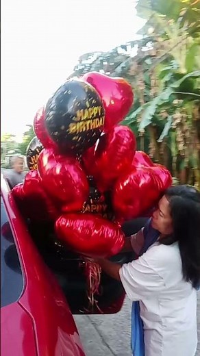 Happy Birthday Helium Balloons with Heart Shaped Flying Balloons I deliver ni Lalamove sedan