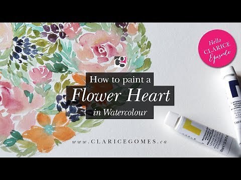 How to Paint a Valentine's Day Flower Heart in Watercolour - Hello Clarice Tutorials