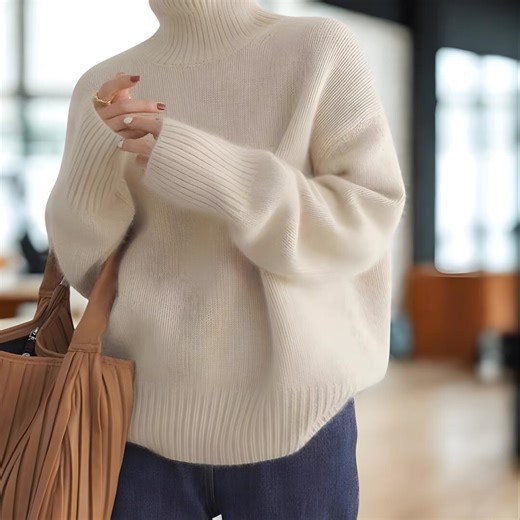 Oversized Turtleneck Sweater – Loose Knit Pullover, Cozy Winter Jumper - Etsy