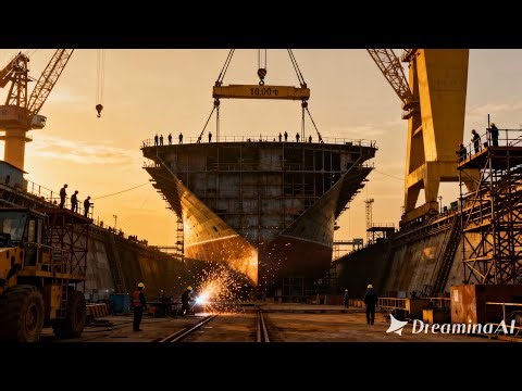 The complete process of building and assembling the 10,000-ton ship