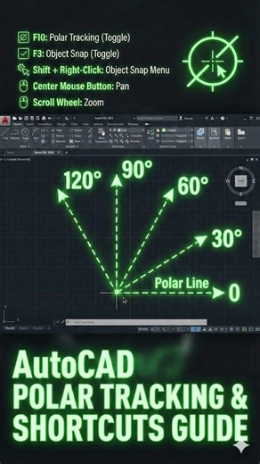 CAD Polar Tracking Tutorial for Beginners (Part 1) 2026 | #tutorial #trending #viral #video