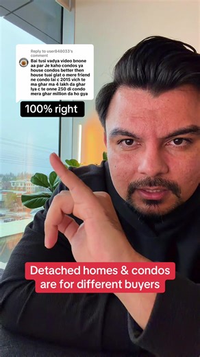 Replying to @user848033 you can’t compare detach home returns versus condos. Condos are for different buyers. And there are steppingstone to a townhome and then eventually a detached home. ##Realestate##condo##PresaleCondos##Surrey