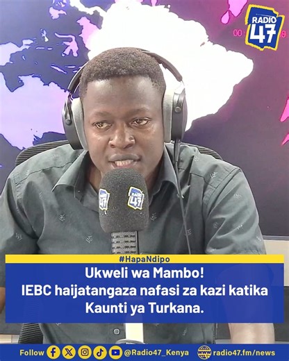 RADIO 47 on Instagram: "TRUTH CHECK: IEBC Job advert in Turkana is fake Claims circulating on fake social media pages that IEBC has advertised job vacancies in Turkana County are false and misleading. IEBC has informed the public that it has not advertised any such jobs and urged Kenyans to remain cautious to avoid being scammed. Watch us live: www.radio47.fm ‎Join WhatsApp channel: https://rb.gy/iwp64y #HapaNdipo"