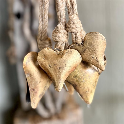 Heart Shaped Bells With Jute, Three Sizes, 4.5", 3.25" and 2.8" - Etsy